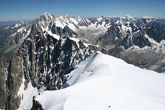 Snowy Mountain Peaks and Alpine Ridge Landscape