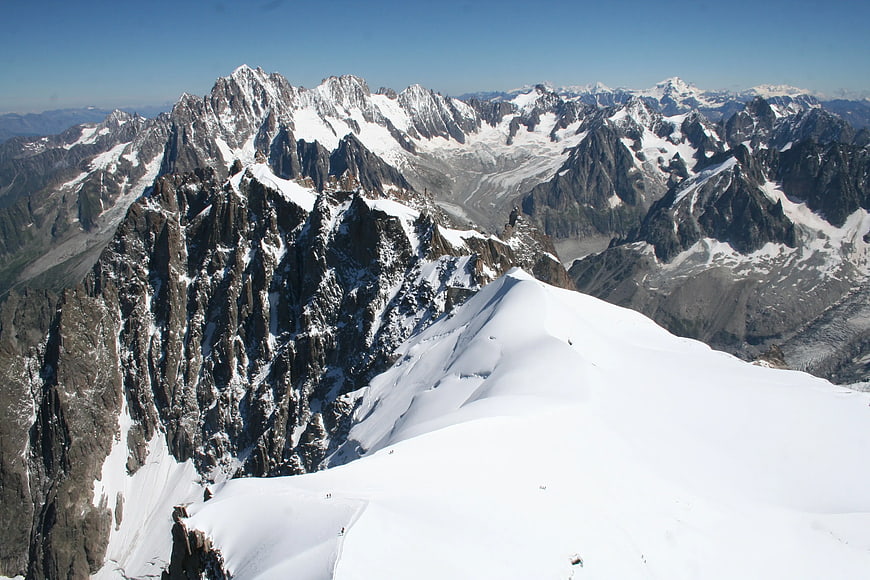 Snowy Mountain Peaks and Alpine Ridge Landscape