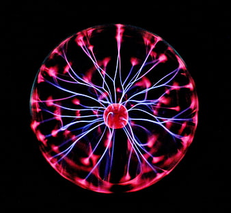 Glowing Plasma Ball with Electric Lightning Discharges
