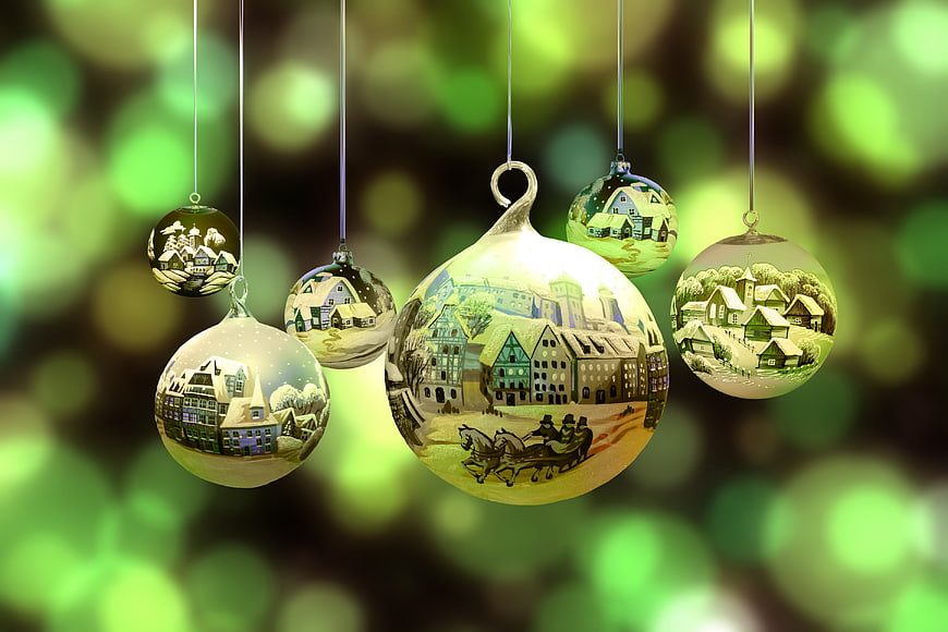 Hand-painted Christmas Ornaments with Winter Village Scenes