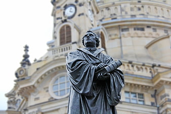 Martin Luther Statue in Front of Dresden Frauenkirche