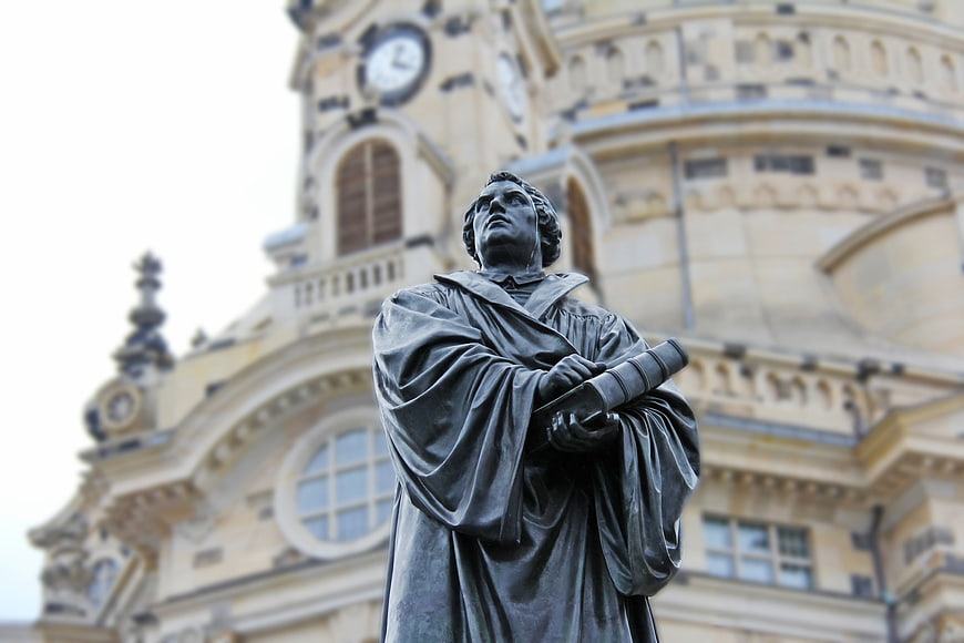 Martin Luther Statue in Front of Dresden Frauenkirche