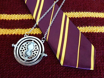 Time Turner Necklace with Gryffindor Scarf and Tie