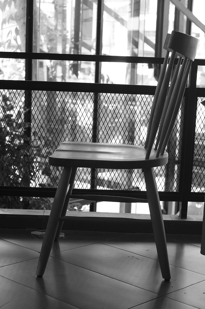 Minimalist Wooden Chair in Black and White Interior