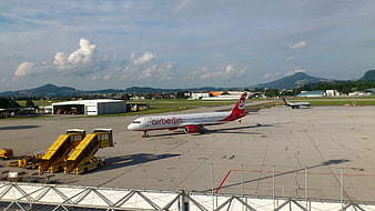Airberlin passenger aircraft taxiing at Salzburg airport