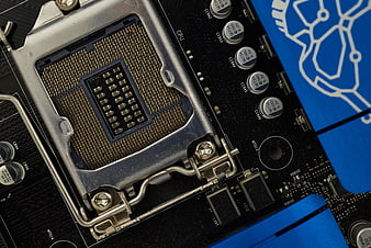 Close-up of CPU Socket on Computer Motherboard