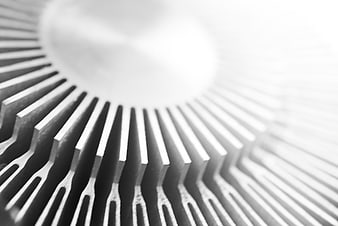 Abstract Black and White Metal Heat Sink Fins Close Up