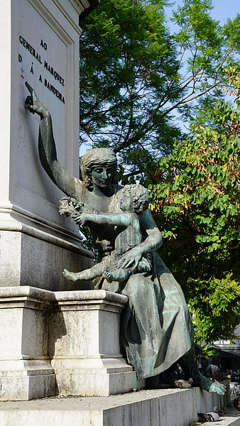 Bronze Monument Sculpture of Mother and Child in Lisbon