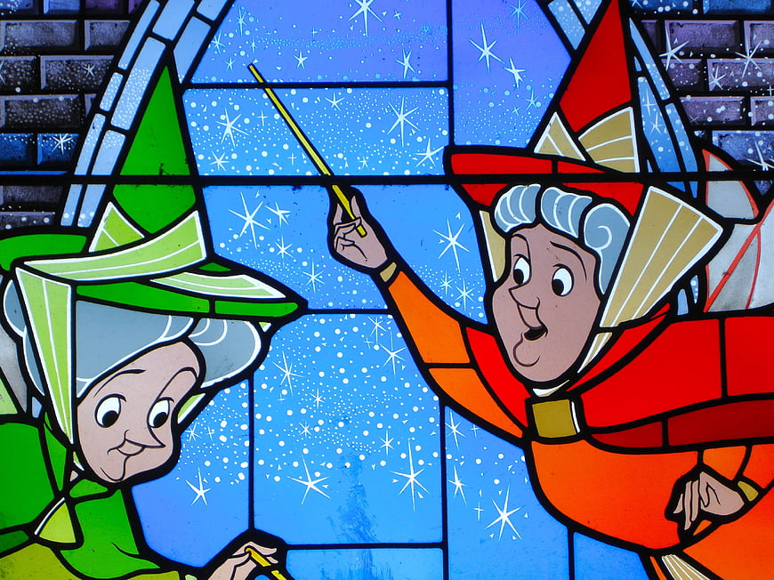 Stained glass fairies from Sleeping Beauty at Disneyland Paris