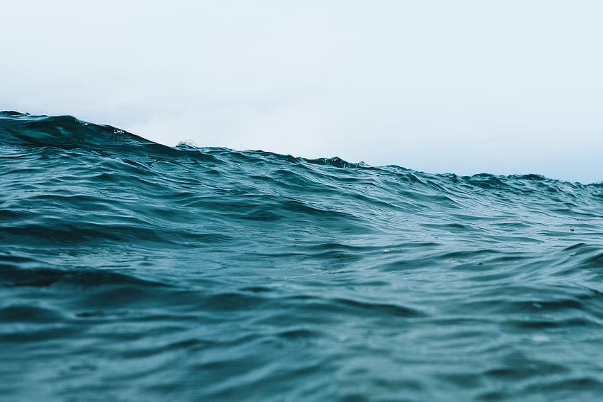 Cinematic Teal Ocean Wave with Copyspace