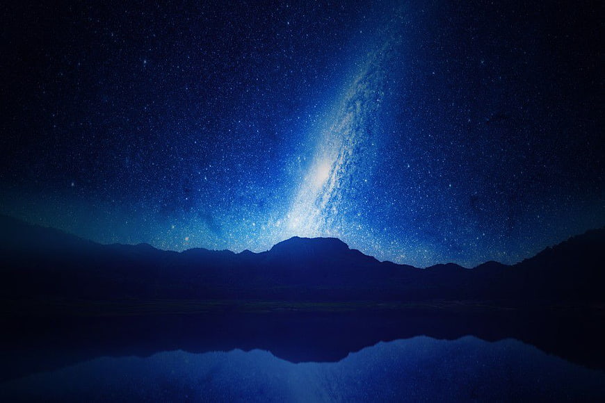 Milky Way Galaxy Over Mountain Lake Reflection