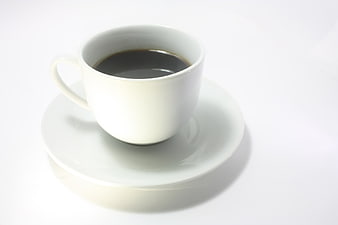 White Coffee Cup on Saucer with Black Coffee