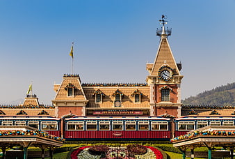 Hong Kong Disneyland Railroad Station with Christmas Decorations