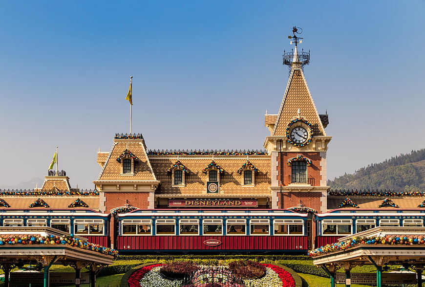 Hong Kong Disneyland Railroad Station with Christmas Decorations
