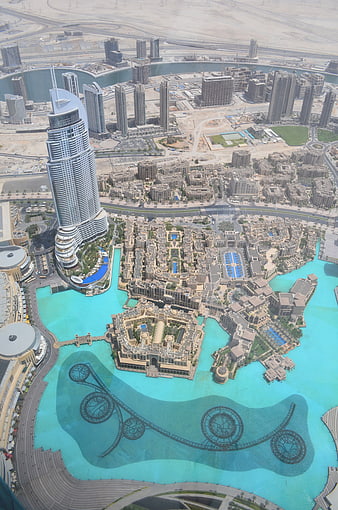 Aerial View of Dubai Cityscape and Burj Khalifa