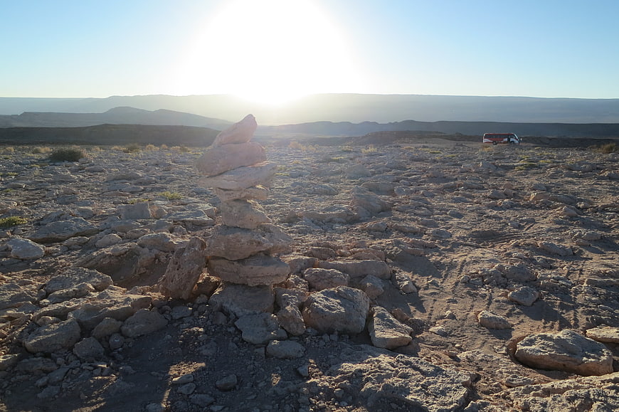 Stone Cairn in Valle de la Luna Desert Landscape Chile