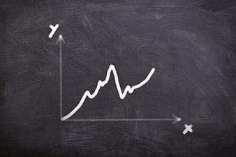 Hand-drawn growth graph on black chalkboard with white chalk