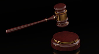 Wooden Gavel And Sound Block On Black Background