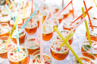 Colorful Summer Sangria Cocktails with Straws