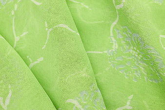 Close-up of Lime Green Floral Patterned Silk Fabric