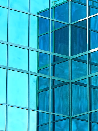 Modern Blue Glass Office Building Facade Reflection