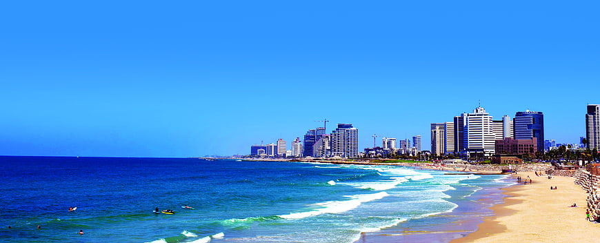 Tel Aviv Beach and Skyline Panorama