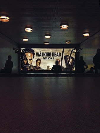 The Walking Dead Season 3 Poster in Dark Subway Station