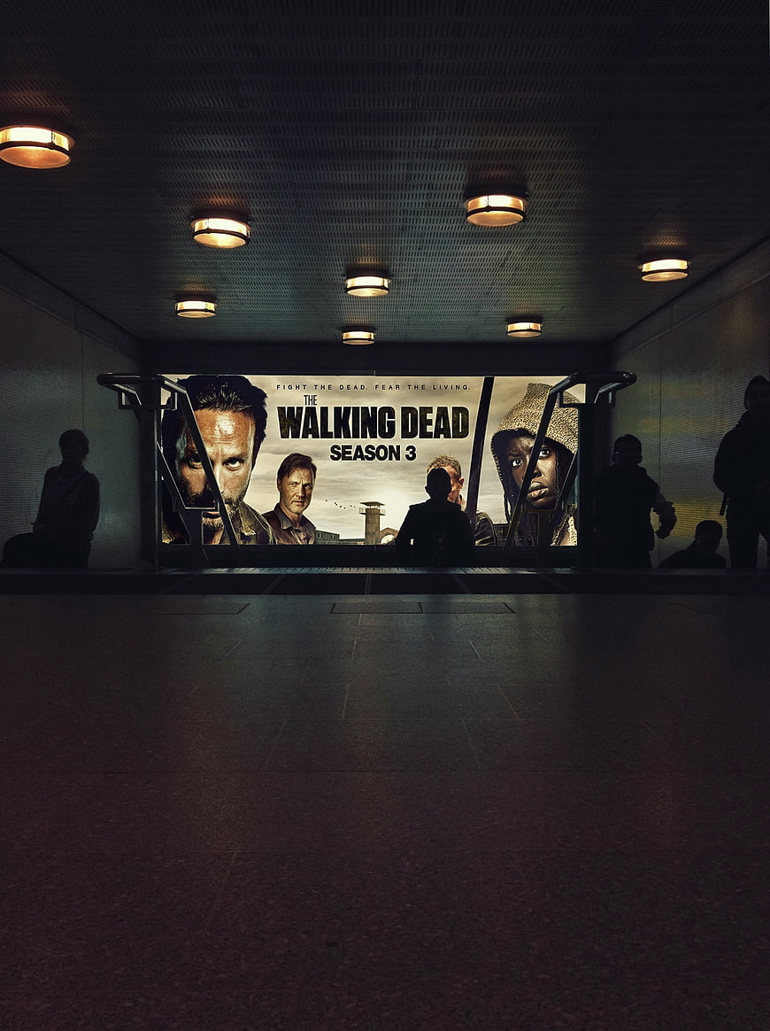 The Walking Dead Season 3 Poster in Dark Subway Station