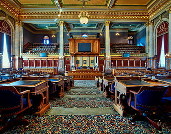 Ornate Interior of the Iowa House of Representatives Chamber