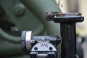 Close-up of vintage military artillery sight mechanism