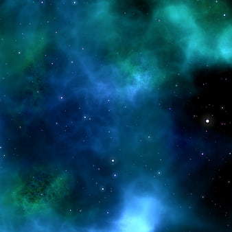 Abstract Blue and Green Space Nebula Background