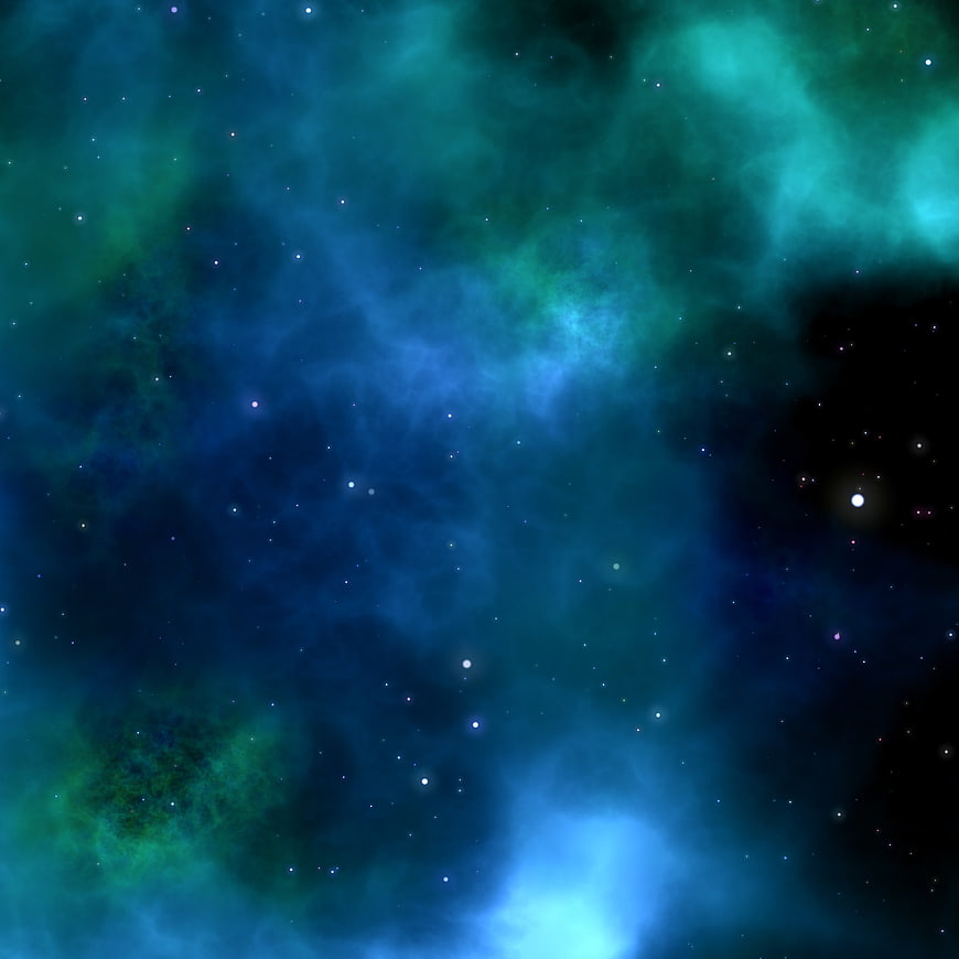 Abstract Blue and Green Space Nebula Background