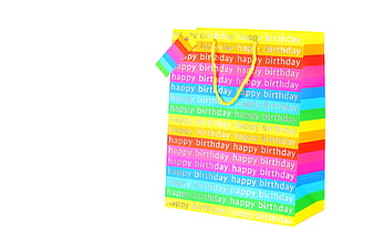 Colorful Happy Birthday Gift Bag On White Background