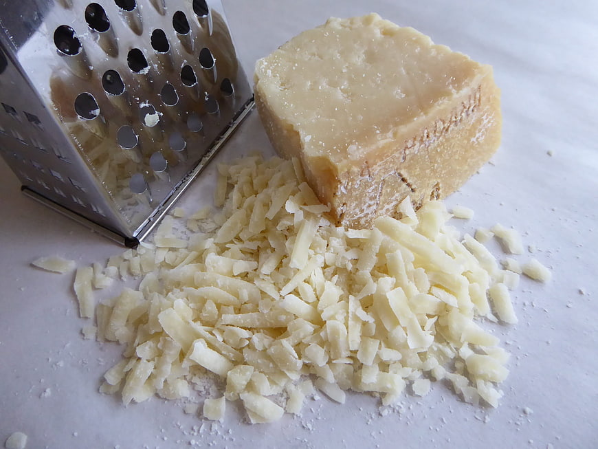 Grated Parmesan Cheese with Block and Metal Grater