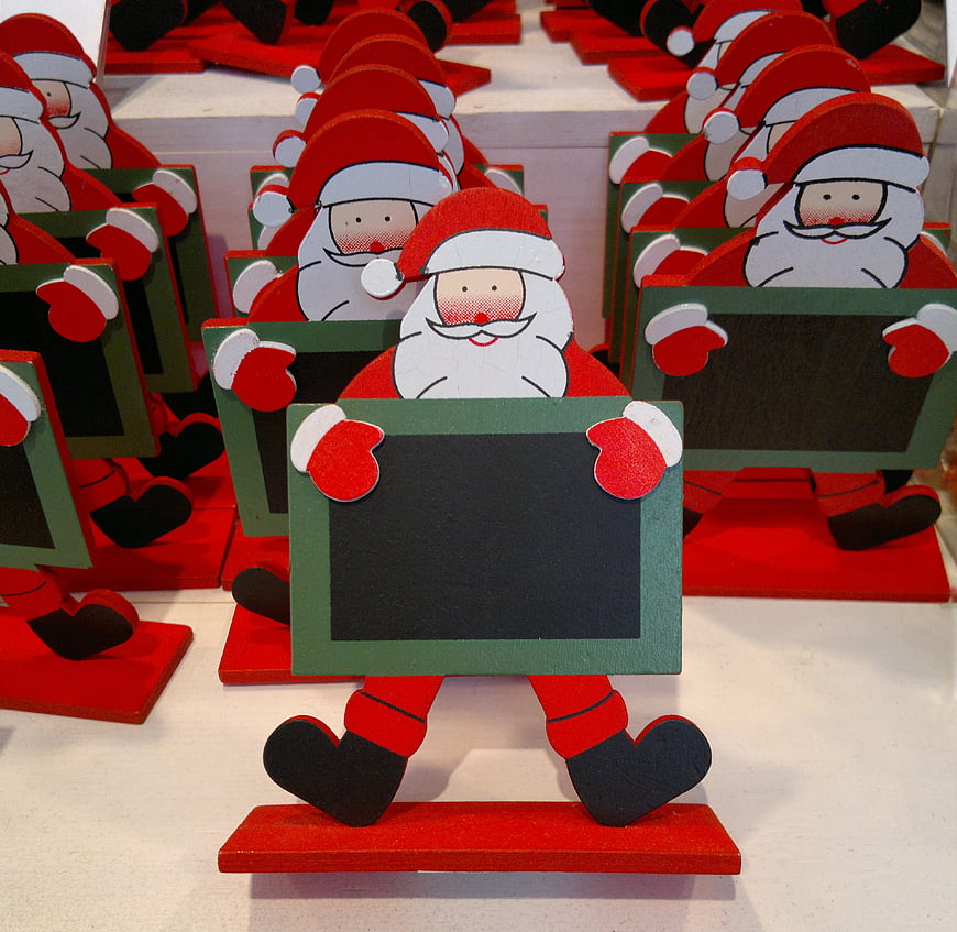 Wooden Santa Claus Chalkboard Sign Holder