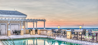 Luxury Rooftop Pool Terrace With Ocean View At Sunset