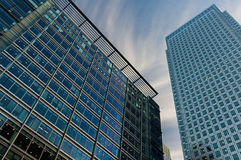 Modern Glass Skyscrapers and Blue Sky