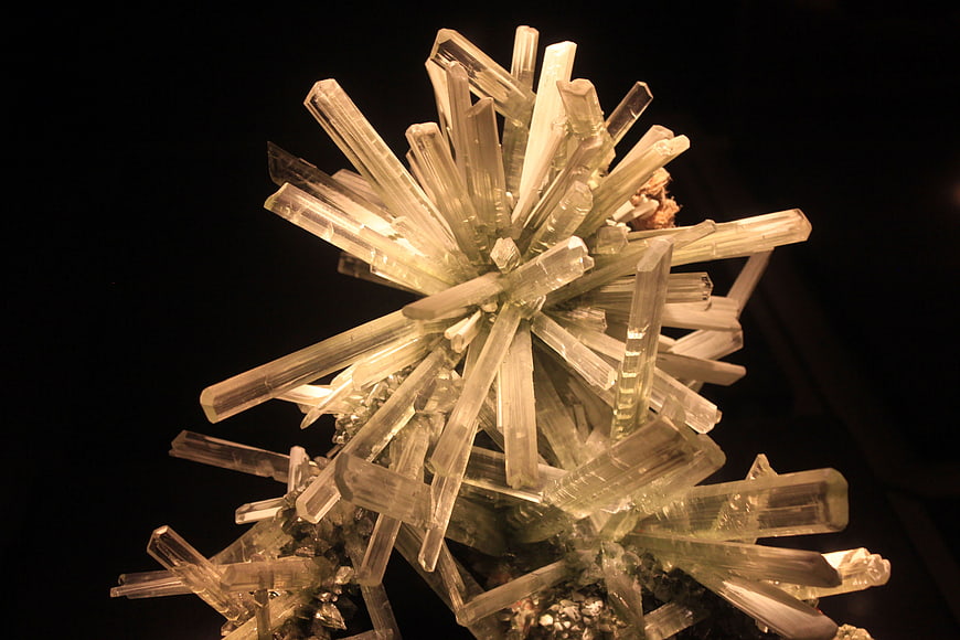 Selenite Crystal Cluster On Black Background