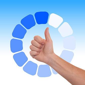 Thumbs Up Hand Gesturing Inside Blue Circular Progress Ring