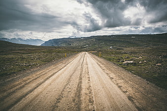 Dramatic Gravel Road Through Highland Landscape