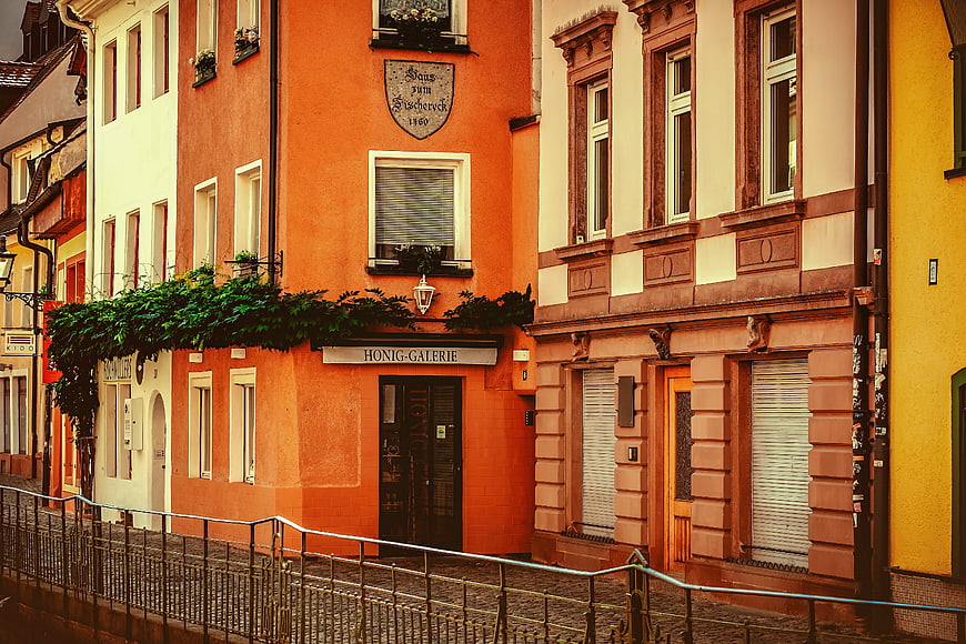 Colorful Historic Building Facades In Freiburg Old Town