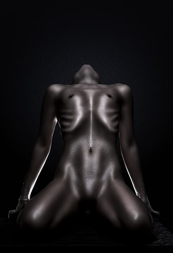 Dramatic Black and White Nude Female Body Art Portrait