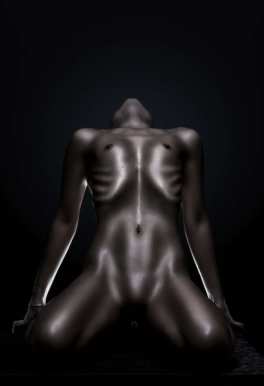 Dramatic Black and White Nude Female Body Art Portrait
