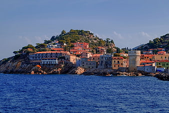 Coastal village on Giglio Island, Tuscany, Italy
