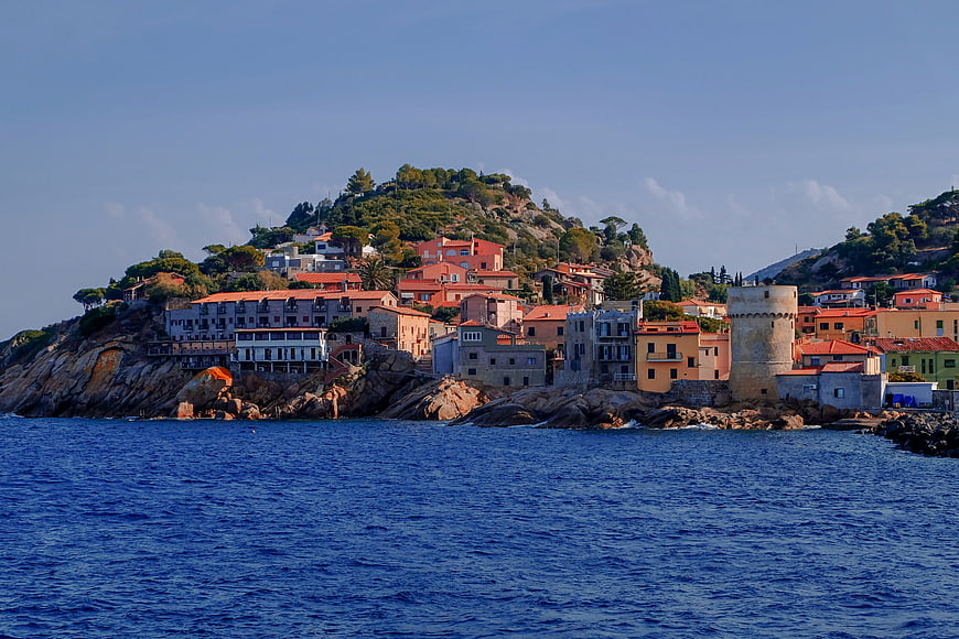 Coastal village on Giglio Island, Tuscany, Italy