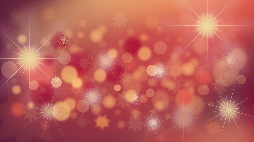 Abstract Red and Gold Christmas Bokeh Background with Stars