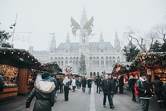 Christmas Market at Vienna City Hall with Angel Decoration