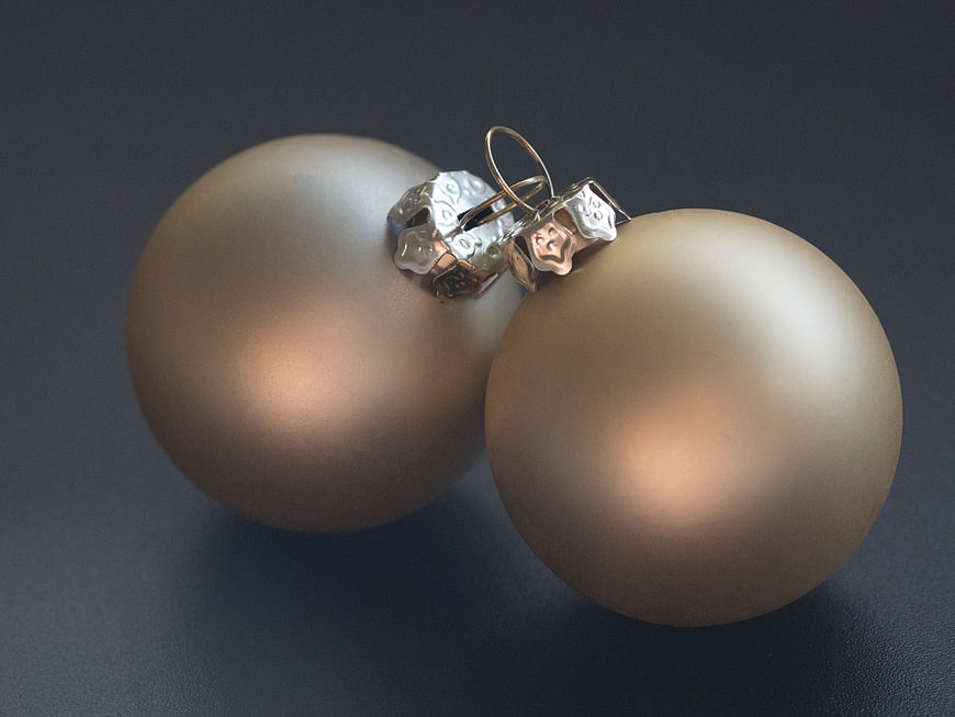 Matte Gold Christmas Baubles on Dark Background