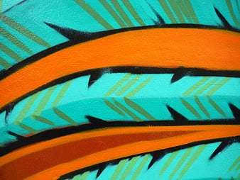 Abstract Turquoise and Orange Graffiti Feather Texture