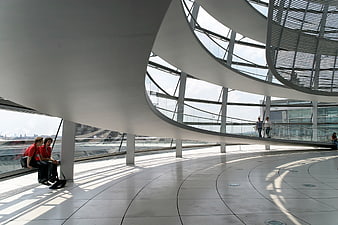 Interior of the Glass Dome at the Reichstag Building in Berlin